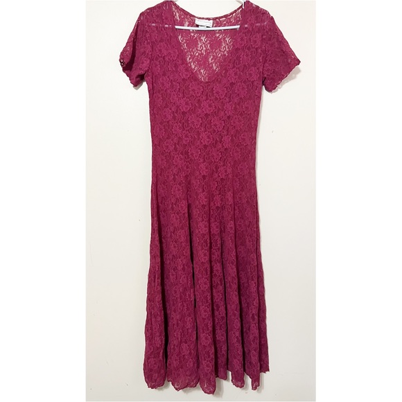 Vintage Dresses & Skirts - Vintage 90s Lace Fit & Flare Midi Dress S